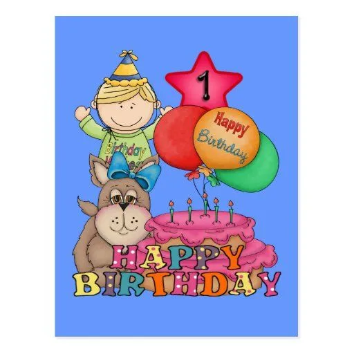 El feliz cumpleaños hincha al muchacho de 1 año postal | Zazzle El feliz cumpleaños hincha al muchacho de 1 año postal | Zazzle