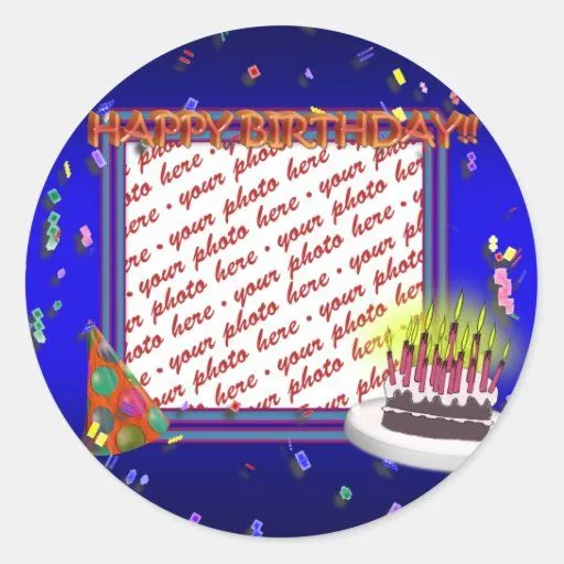 Feliz cumpleaños con el marco de la foto del confe pegatina ... Feliz cumpleaños con el marco de la foto del confe pegatina ...