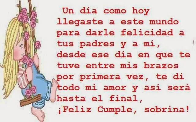 Feliz cumpleaños sobrina ~ Frases de cumpleaños