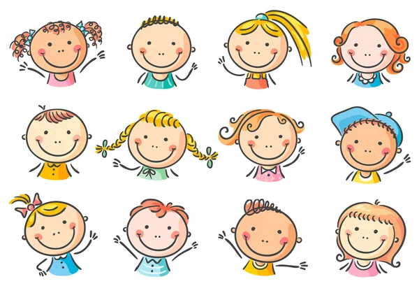 Feliz de dibujos animados para niños caras — Vector stock ... Feliz de dibujos animados para niños caras — Vector stock ...