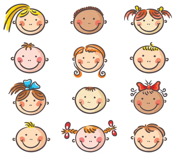 feliz de dibujos animados para niños caras — Vector stock ...