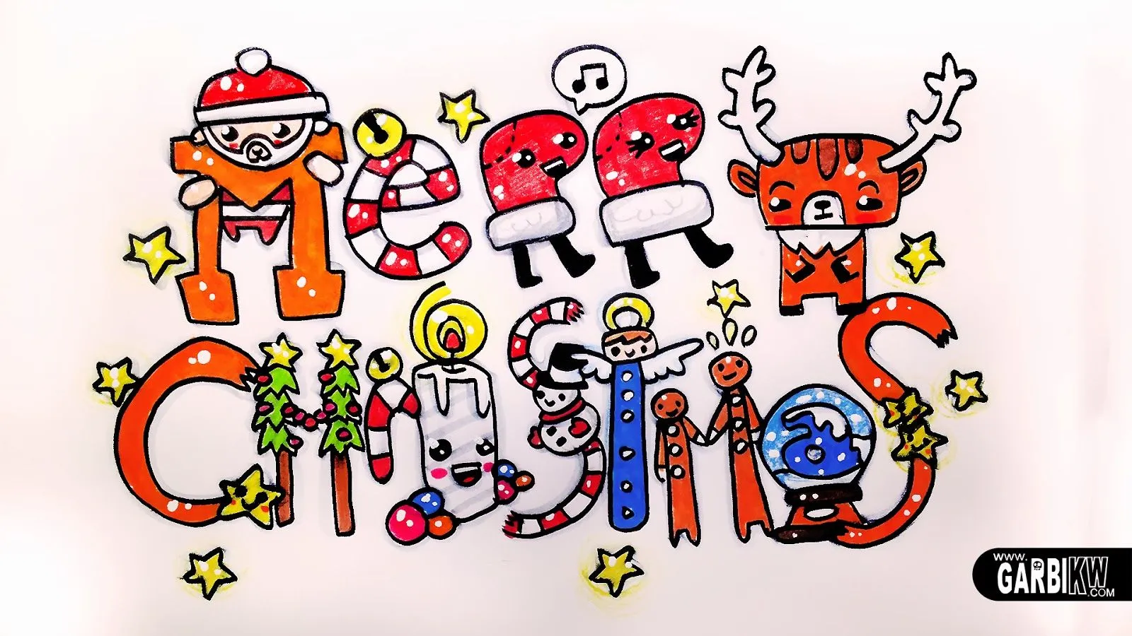 Feliz Navidad - Cómo dibujar letras lindas y kawaii por Garbi KW ...