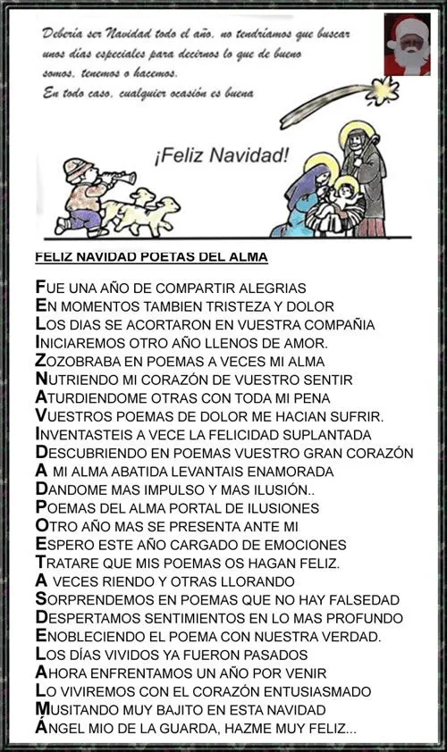 Feliz navidad para poetas del alma (Acrostico) : Poemas ... Feliz navidad para poetas del alma (Acrostico) : Poemas ...
