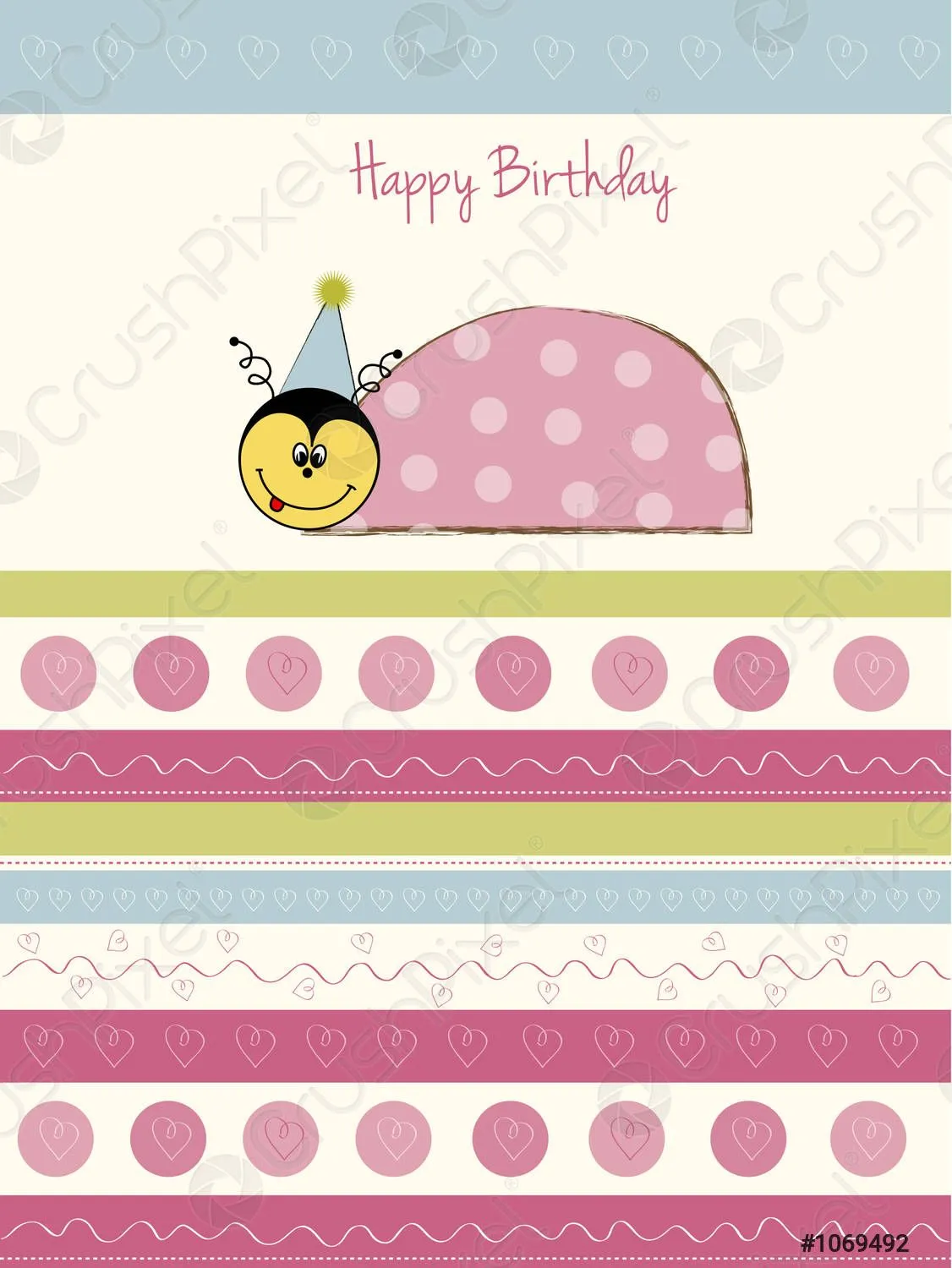 Feliz tarjeta de cumpleaños con mariquita - vector de stock 1069492 |  Crushpixel