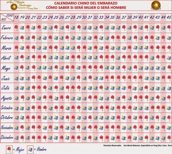FENG SHUI, ANA MARÍA BALAREZO: CALENDARIO CHINO DEL EMBARAZO ...