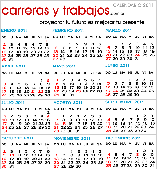FERIADOS 2011 EN ARGENTINA - CALENDARIO 2011 FERIADOS 2011 EN ARGENTINA - CALENDARIO 2011