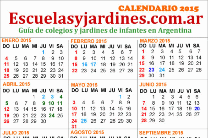 Feriados 2015 Argentina: almanaque para imprimir Feriados 2015 Argentina: almanaque para imprimir