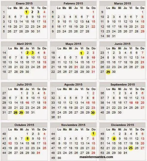 Feriados largos para el 2015 en el Perú | Noticias más ... Feriados largos para el 2015 en el Perú | Noticias más ...