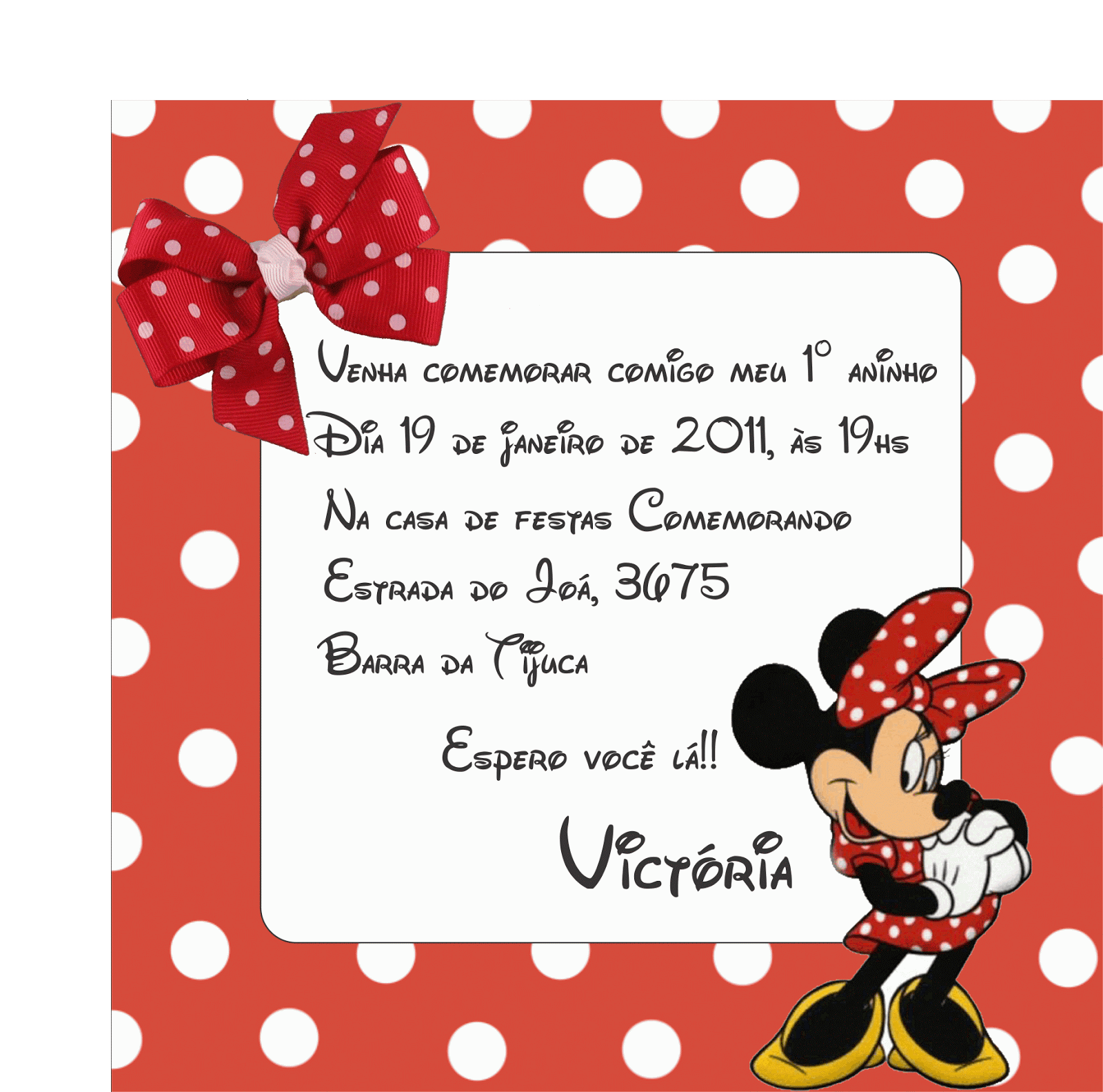 Festa em Papel: Convite Minnie Festa em Papel: Convite Minnie