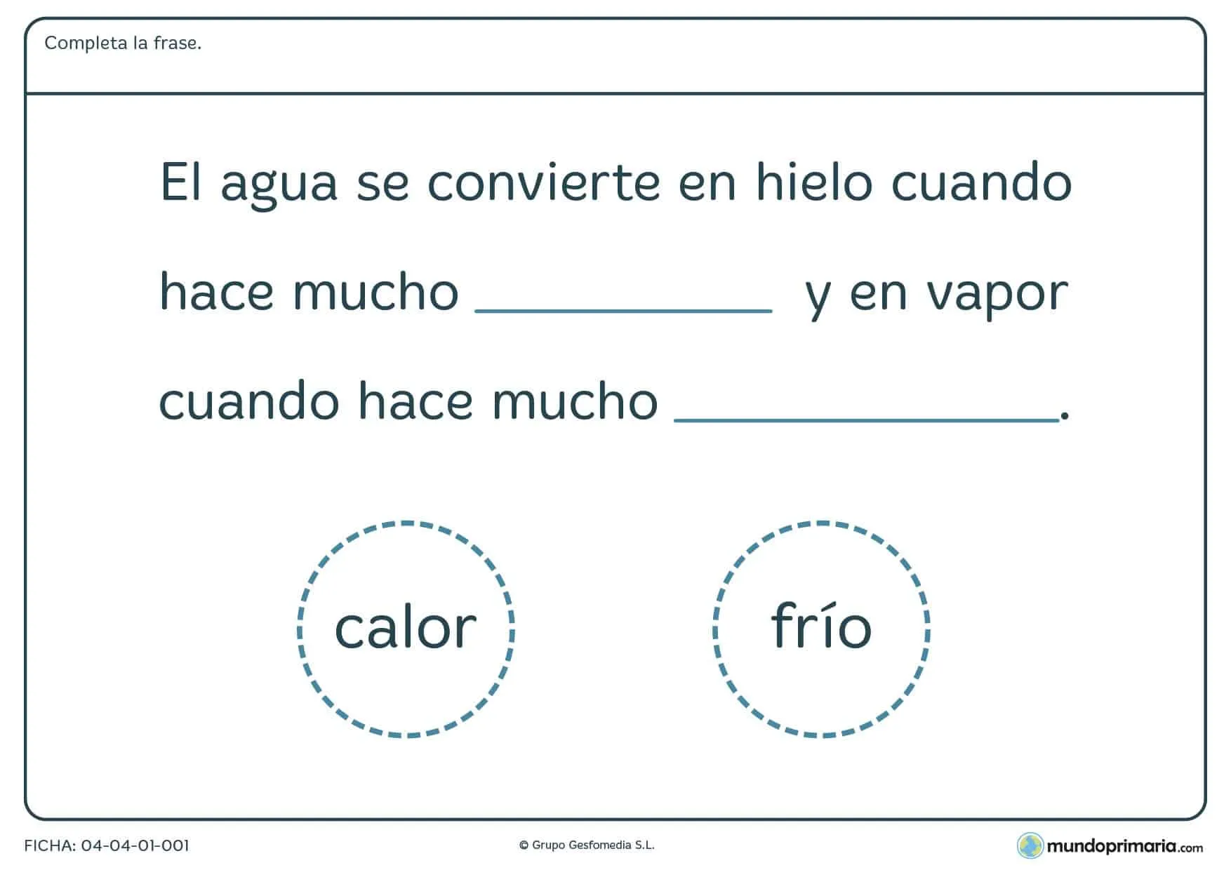 Ficha de estados del agua para primaria