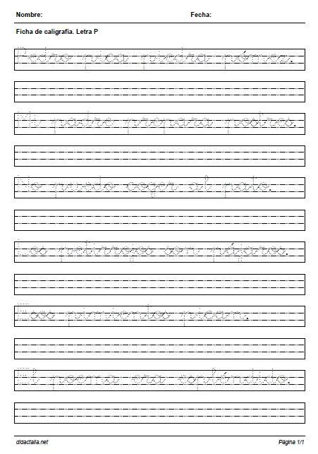 Ficha de caligrafía. Letra P - Didactalia: material educativo Ficha de caligrafía. Letra P - Didactalia: material educativo