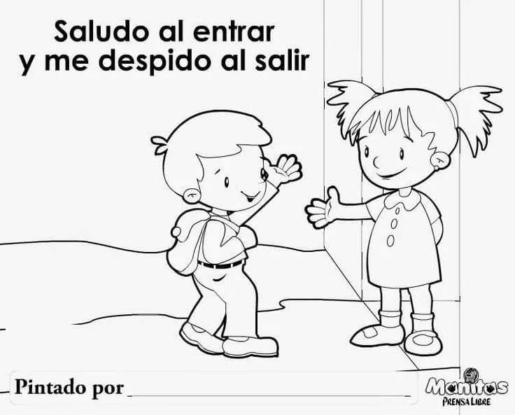 Ficha para colorear sobobre la importancia de saludar | CyberDocentes | Valor de la responsabilidad, Dibujos de los valores, Normas de convivencia Ficha para colorear sobobre la importancia de saludar | CyberDocentes | Valor de la responsabilidad, Dibujos de los valores, Normas de convivencia