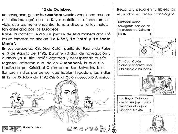 Ficha sobre el descubrimiento de América 12 de octubre. Para ...