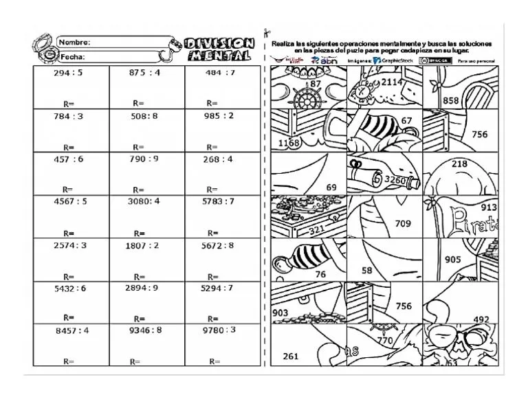 Ficha de Division Rompecabezas | PDF