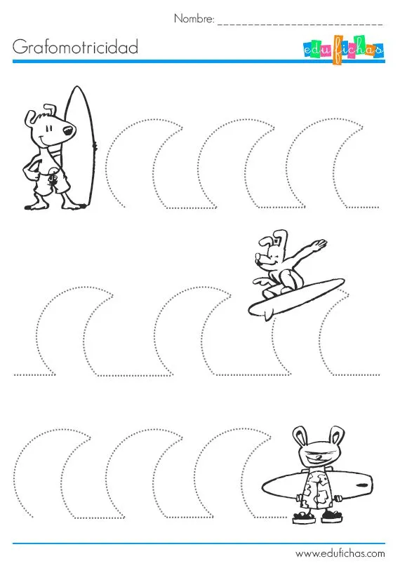 Ficha educativa con ejercicio de grafomotricidad con olas para ... Ficha educativa con ejercicio de grafomotricidad con olas para ...