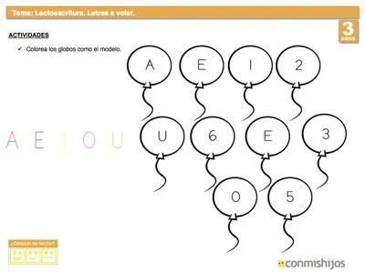Ficha escolar para diferenciar las letras de los números Ficha escolar para diferenciar las letras de los números