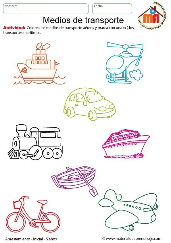 Ficha imprimible de aprestamiento: medios de transporte para educación infantil Colorea los medios de tra… | Medios de transporte, Transporte preescolar, Transporte Ficha imprimible de aprestamiento: medios de transporte para educación infantil Colorea los medios de tra… | Medios de transporte, Transporte preescolar, Transporte