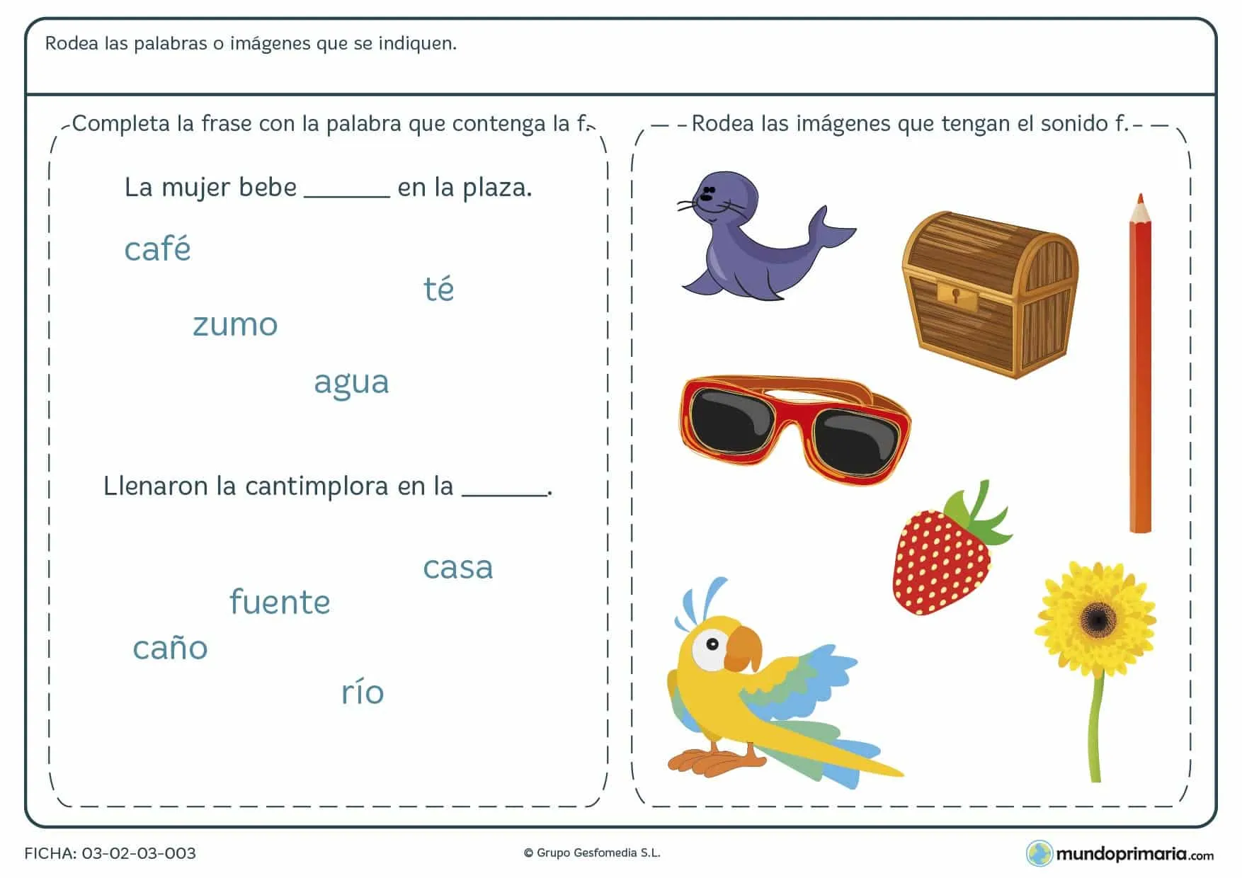 Ficha sobre la letra F para primaria Ficha sobre la letra F para primaria