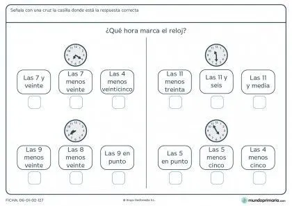 Ficha de qué marca el reloj para primaria | MATEMÁTICAS: RELOJ ...