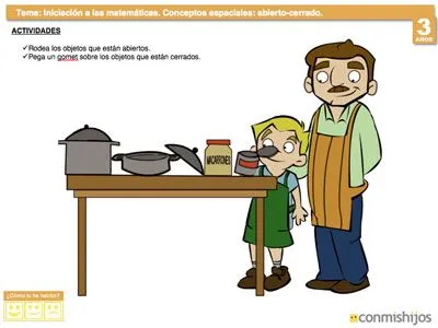 Ficha de matemáticas para niños. Concepto abierto y cerrado
