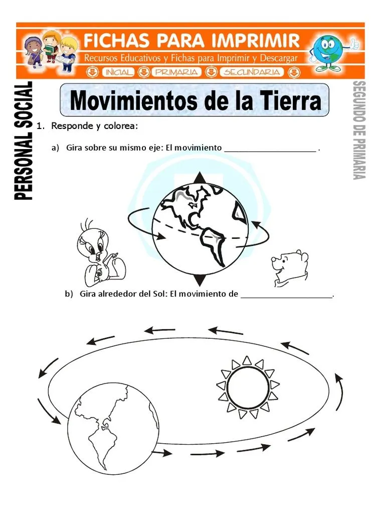 Ficha de Movimientos de La Tierra para Segundo de Primaria | PDF | Naturaleza Ficha de Movimientos de La Tierra para Segundo de Primaria | PDF | Naturaleza