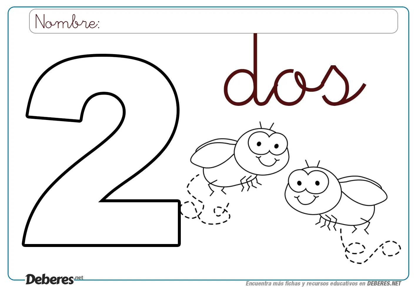 Ficha del numero 2 dos para colorear (e imprimir) | didac lara ...