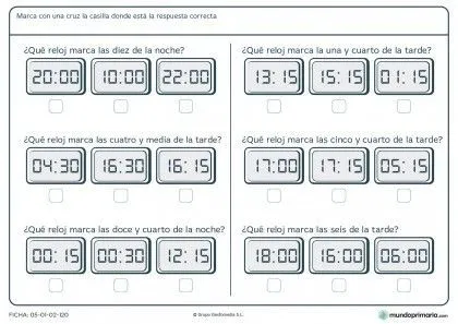 Ficha de reloj digital para primaria | carlota | Pinterest