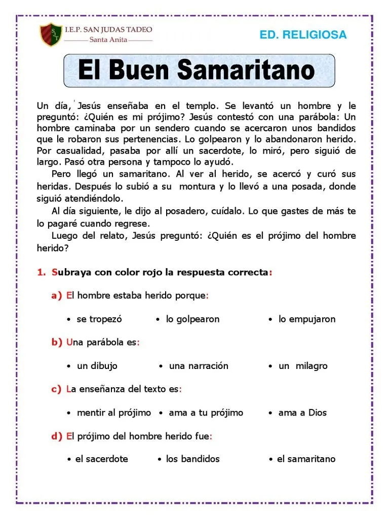 Ficha Del Buen Samaritano | PDF