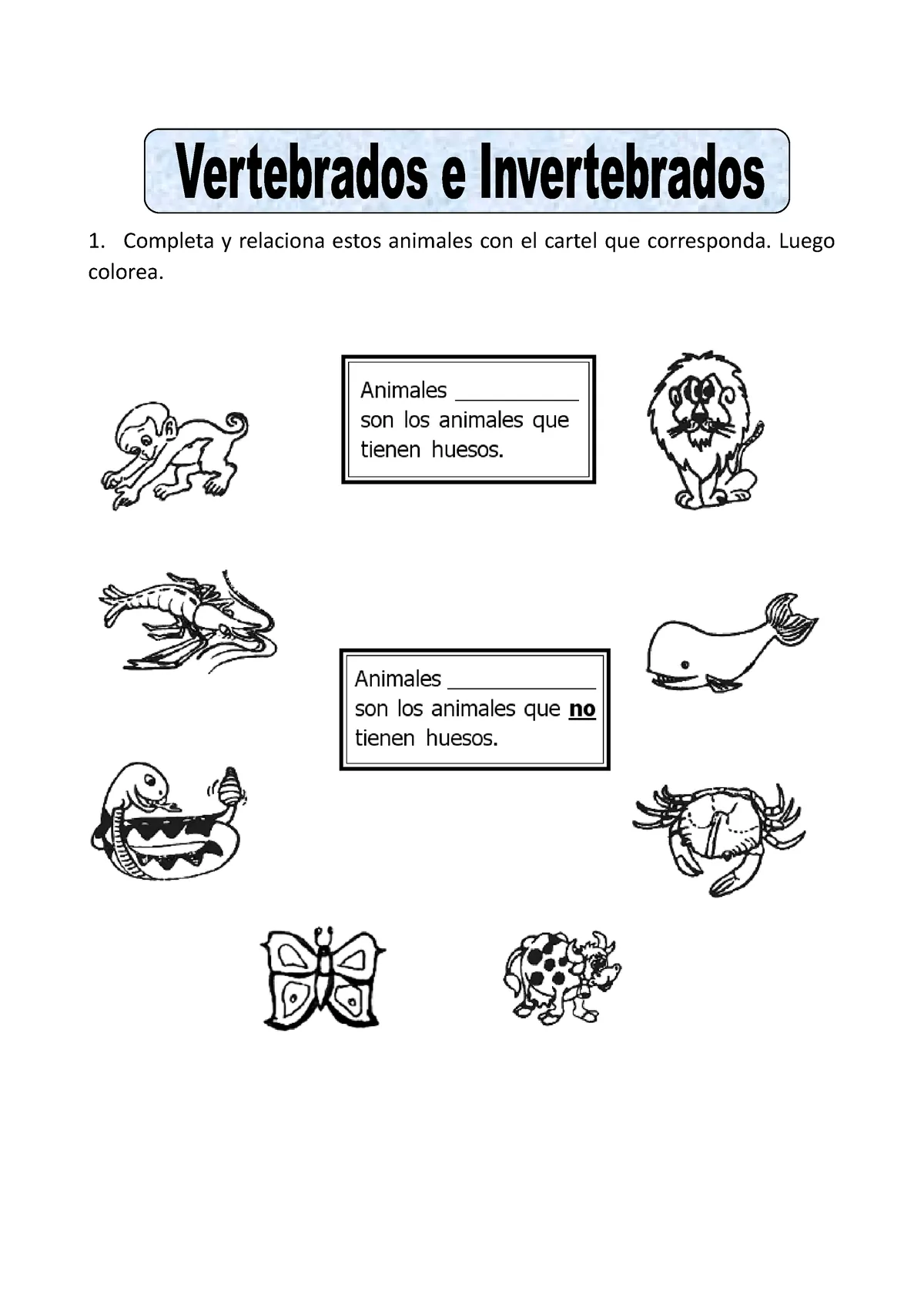 Ficha de Vertebrados e Invertebrados para Segundo de Primaria - 1. Completa y relaciona estos - Studocu Ficha de Vertebrados e Invertebrados para Segundo de Primaria - 1. Completa y relaciona estos - Studocu