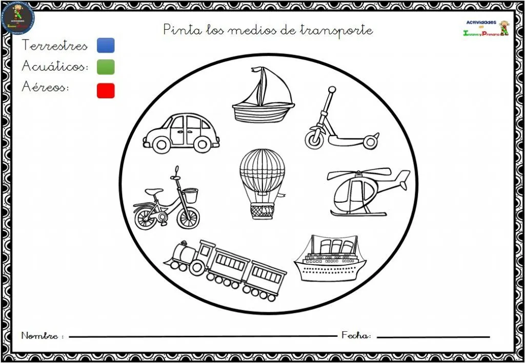 Fichas de actividades para aprender los medios de transporte en Infantil y Preescolar Fichas de actividades para aprender los medios de transporte en Infantil y Preescolar