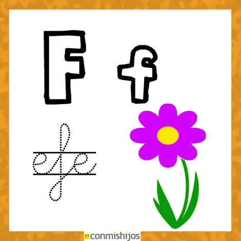 Fichas para aprender las letras y colorear. Letra F Fichas para aprender las letras y colorear. Letra F