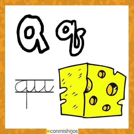Fichas para aprender las letras y colorear. Letra Q Fichas para aprender las letras y colorear. Letra Q