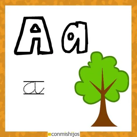 Fichas para aprender las letras y colorear. Letra A Fichas para aprender las letras y colorear. Letra A
