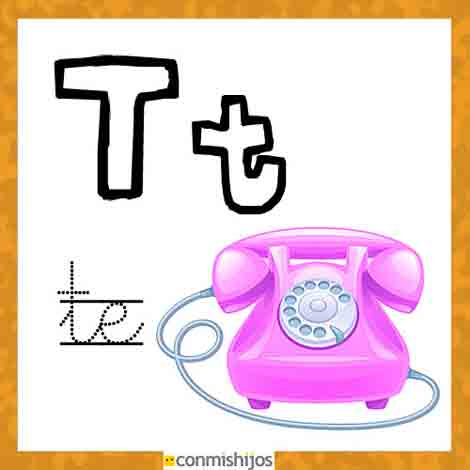 Fichas para aprender las letras y colorear. Letra T Fichas para aprender las letras y colorear. Letra T