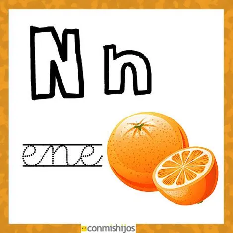 Imprimir: Fichas para aprender las letras y colorear. Letra N
