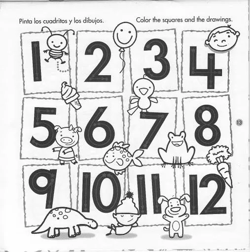 FICHAS PARA APRENDER Y PINTAR LOS NUMEROS EN INGLES FICHAS PARA APRENDER Y PINTAR LOS NUMEROS EN INGLES