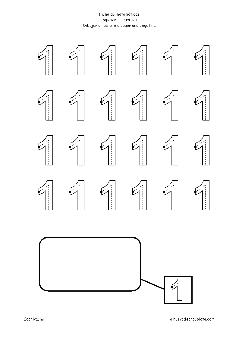 FICHAS DE APRENDIZAJE: Fichas del numero 1