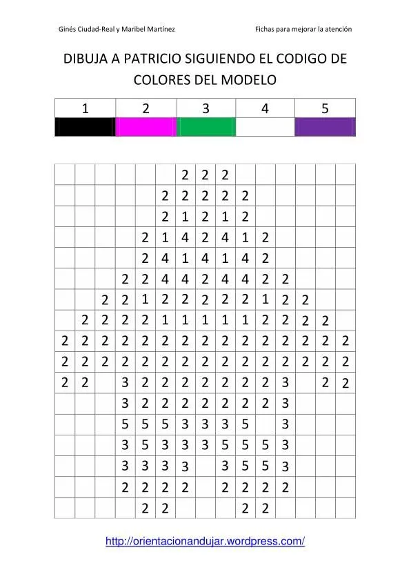 Fichas de atención dibujando un modelo en cuadriculas; Patricio ...