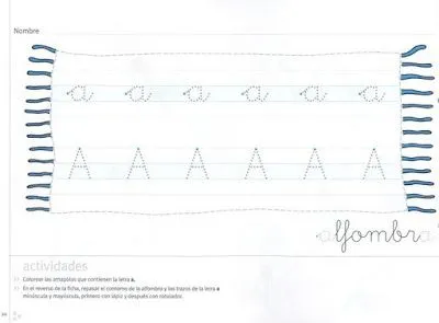 FICHAS CALIGRAFIA INFANTIL. LA LETRA A : FICHAS PARA NIÑOS