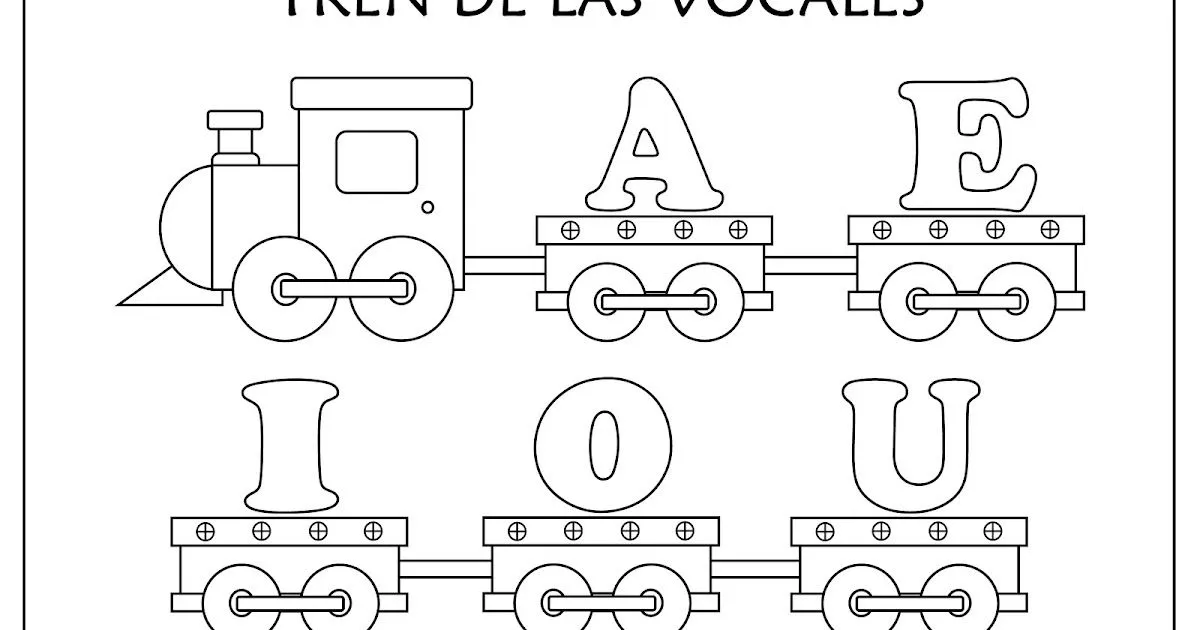 FICHAS DE EDUCACIÓN PREESCOLAR: TREN DE LAS VOCALES PARA COLOREAR FICHAS DE EDUCACIÓN PREESCOLAR: TREN DE LAS VOCALES PARA COLOREAR