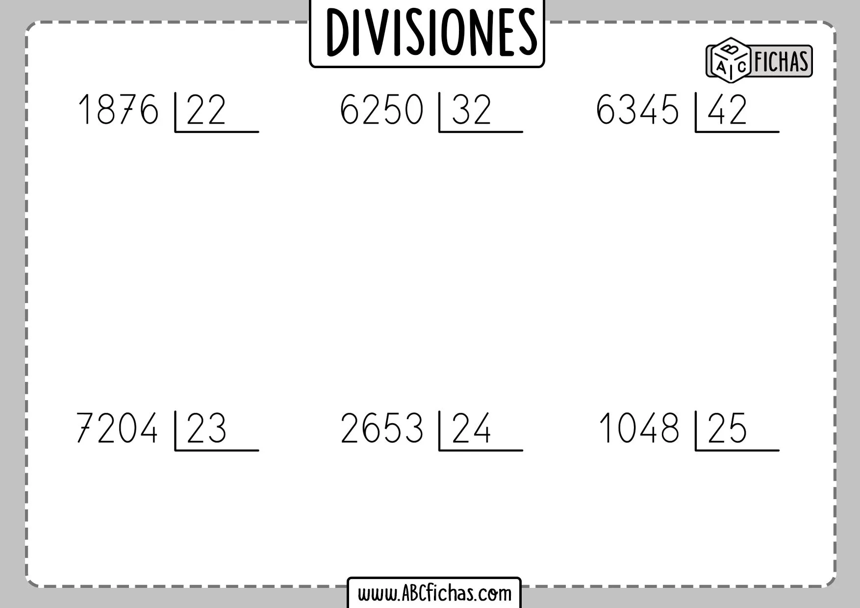 Fichas con Ejercicios de Divisiones para Niños de Primaria Fichas con Ejercicios de Divisiones para Niños de Primaria