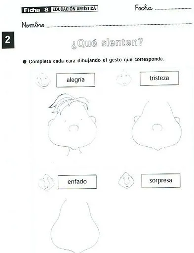 Fichas Infantiles: Ficha infantil de los sentimientos Fichas Infantiles: Ficha infantil de los sentimientos