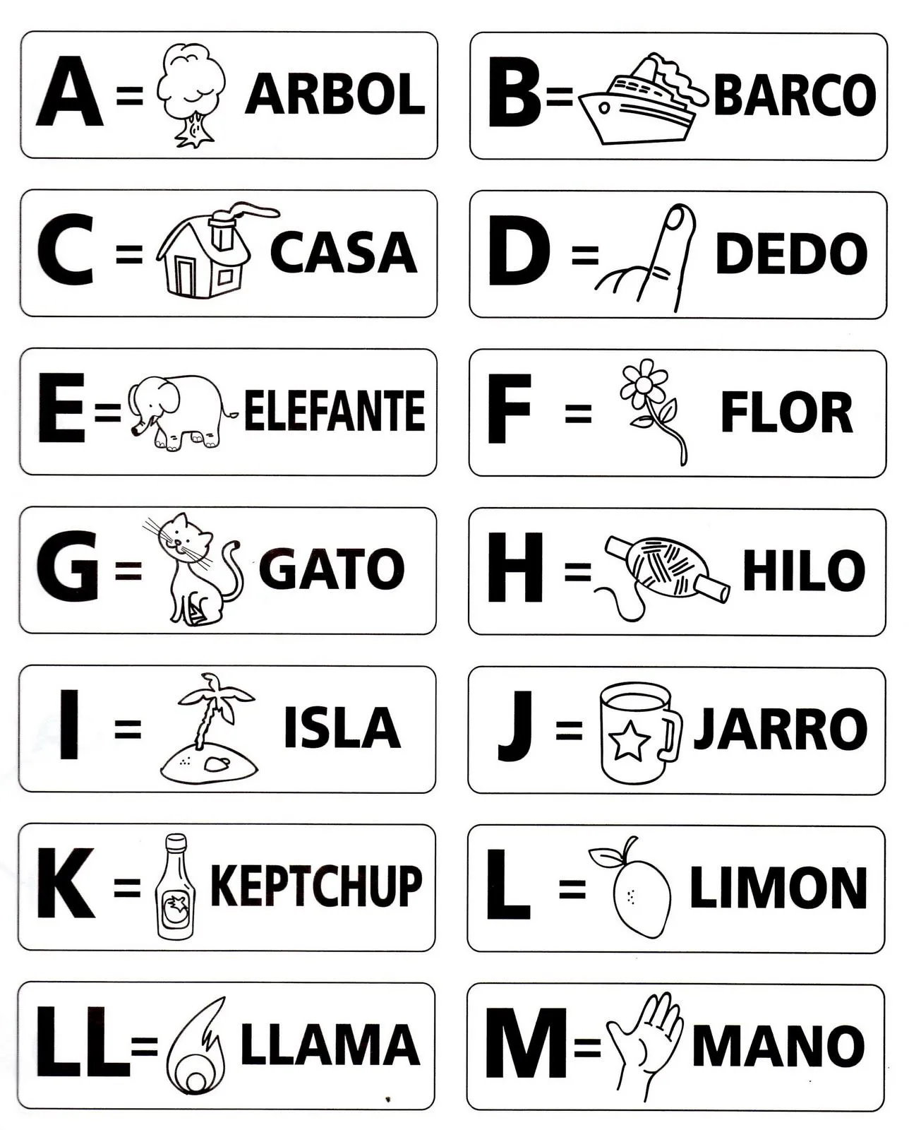 Fichas Infantiles: Ficha de las letras del abecedario con dibujos Fichas Infantiles: Ficha de las letras del abecedario con dibujos