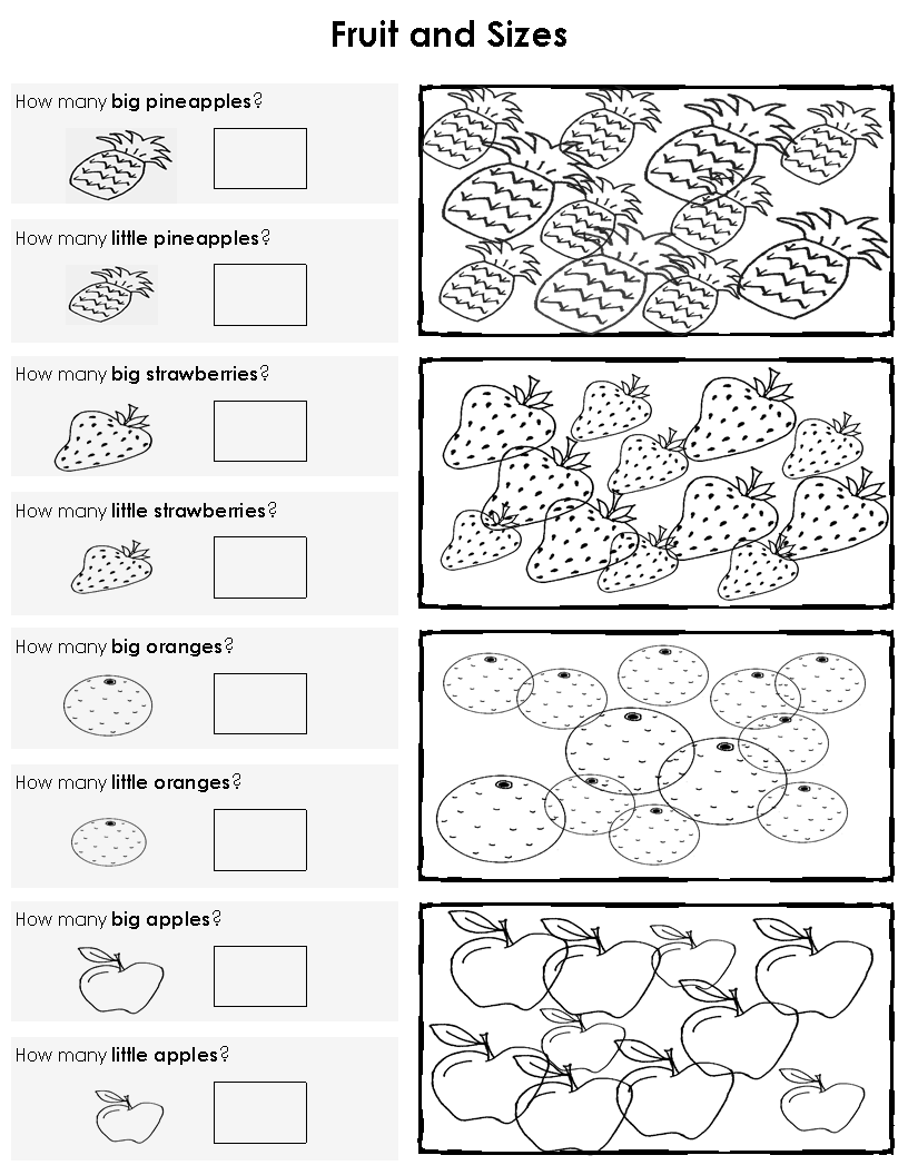 Fichas de inglés: Ficha Fruits 12: Fruit and sizes Fichas de inglés: Ficha Fruits 12: Fruit and sizes
