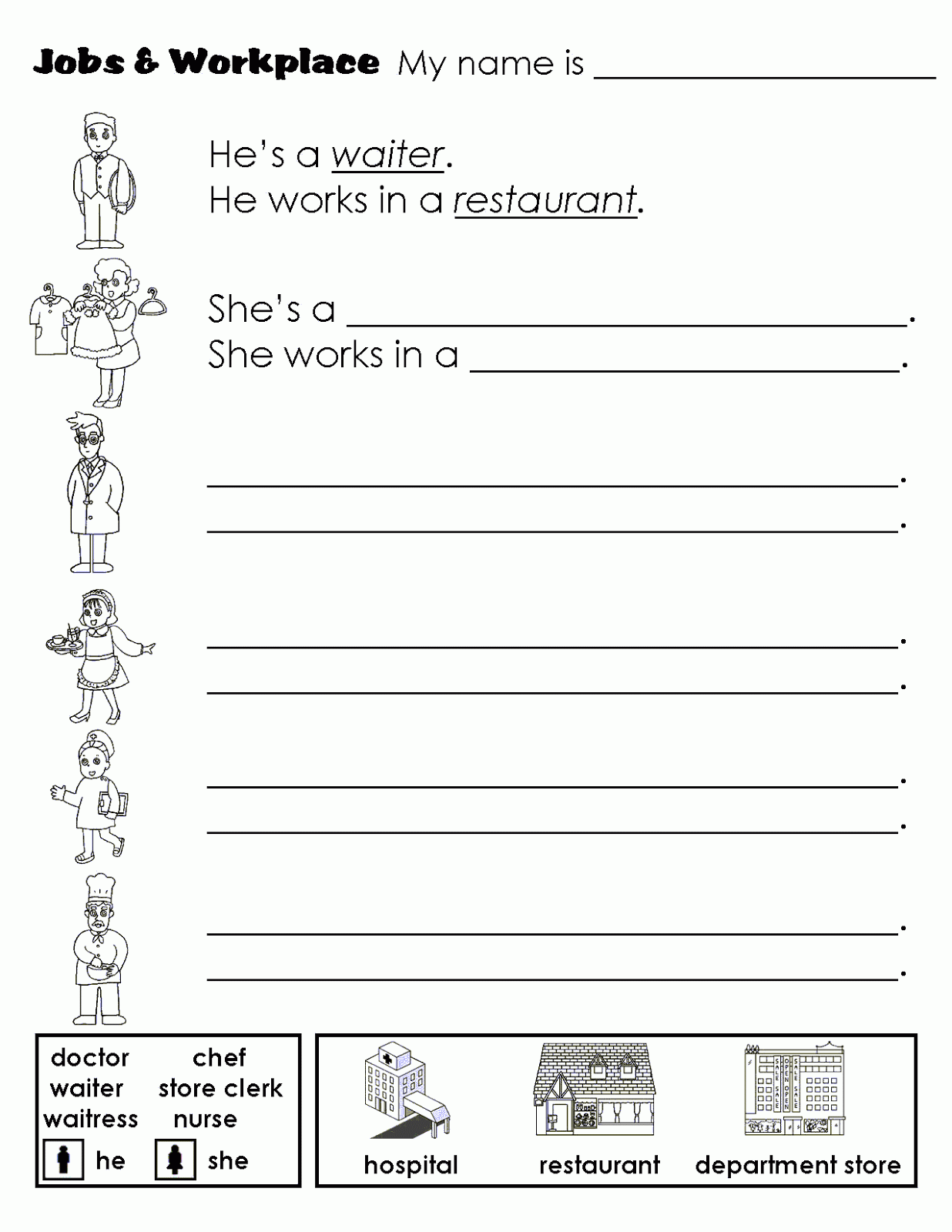 Fichas de inglés: Ficha Jobs 8: Worksheets jobs Fichas de inglés: Ficha Jobs 8: Worksheets jobs