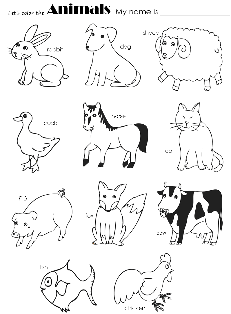 Fichas de Inglés para niños: Fichas de animales en inglés