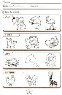 Fichas de Inglés para niños: Fichas de animales en inglés-