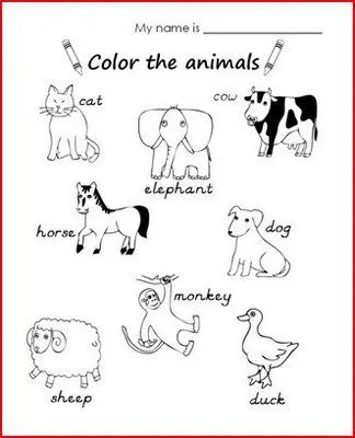 Fichas de Inglés para niños: Fichas de animales en inglés Fichas de Inglés para niños: Fichas de animales en inglés