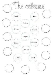 Fichas de Inglés para niños: Fichas de los colores en inglés