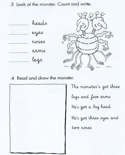 Fichas de Inglés para niños: Fichas del cuerpo en inglés